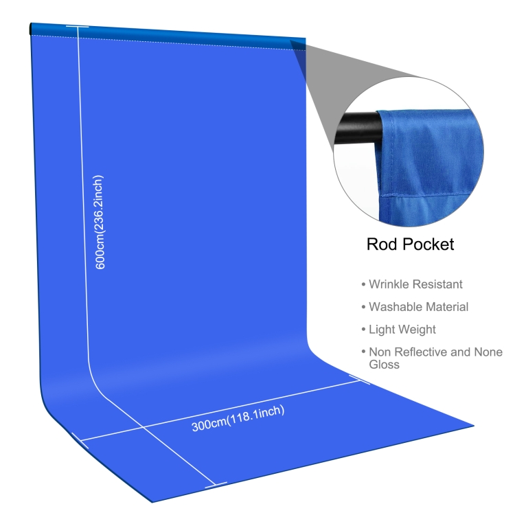 PULUZ 3m x 6m Photography Background Thickness Photo Studio Background Cloth Backdrop(Blue)
