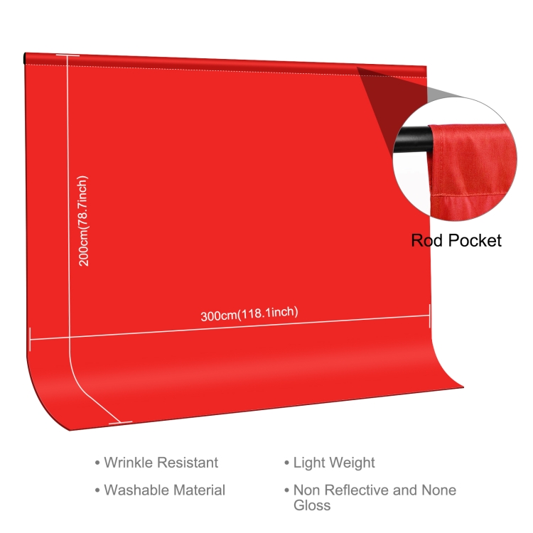 PULUZ 3m x 2m Photography Background Thickness Photo Studio Background Cloth Backdrop(Red)