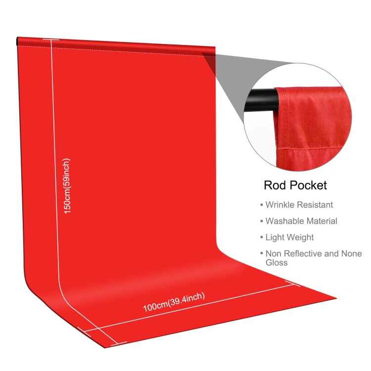 PULUZ 1m x 1.5m Photography Background Photo Studio Background Cloth Backdrop (Red)