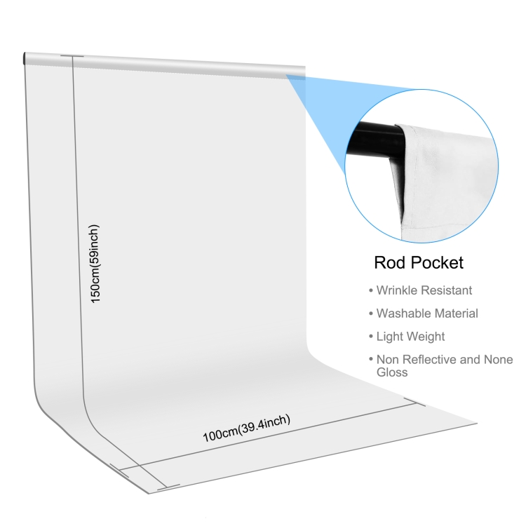 PULUZ 1m x 1.5m Photography Background Photo Studio Background Cloth Backdrop (White)
