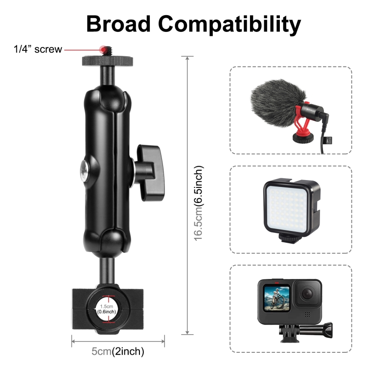 PULUZ Motorcycle Holder Rearview Mirror Fixed Mount for GoPro and Other Action Cameras (Black)