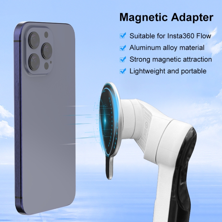 PULUZ For Insta360 FLow Gimbal Magnetic MagSafe Adapter Phone Holder (Silver)