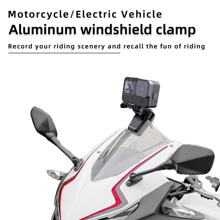 PULUZ Motorcycle Windshield Clip Bracket Camera Mount (Black)