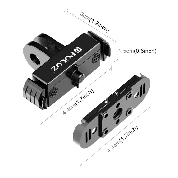 PULUZ Quick Release Magnetic Folding Finger Base Mount for GoPro HERO12 Black /11 Black /11 Black mini /10 Black /9 Black /8 Black / Max (Black)