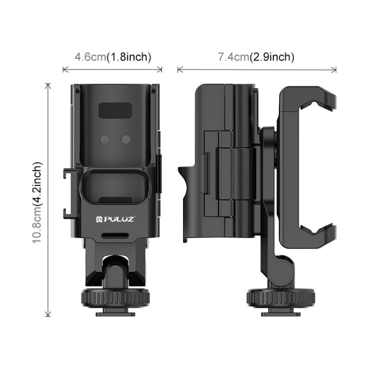 For DJI OSMO Pocket 3 PULUZ Protective Frame Expansion Phone Clamp, Compatible with Tripod Pole (Black)