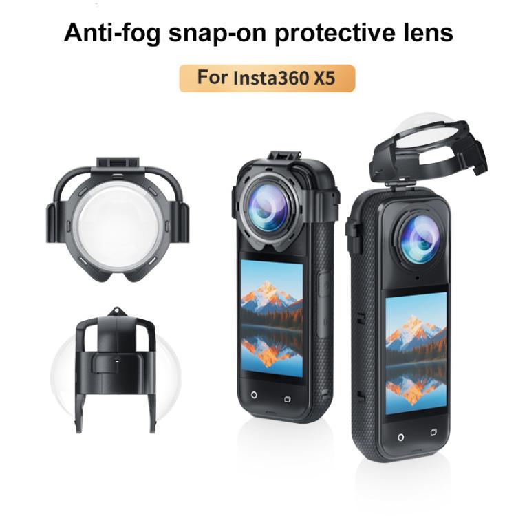 For Insta360 X5 PULUZ Snap-on Optical Tempered Glass Lens Guard Protective Cover (Transparent)