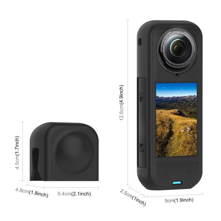 For Insta360 X5 PULUZ Silicone Protective Case with Lens Cover (Black)
