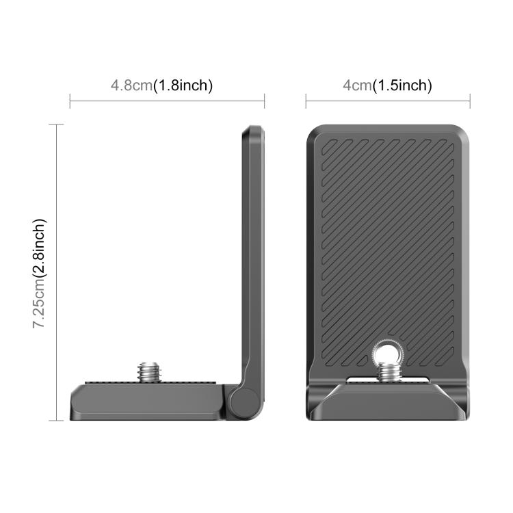 PULUZ Folding Magnetic Mount Base L Bracket For Insta360 X4 / X5 / DJI Pocket 3 (Black)