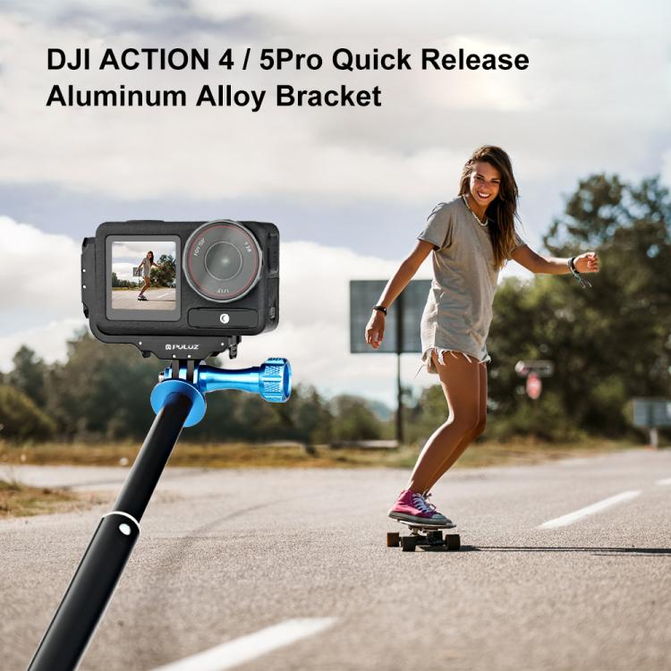 For DJI Osmo Action 5 Pro / 4 PULUZ Vertical Horizontal Shooting Quick Release Metal Magnetic L Bracket (Black)