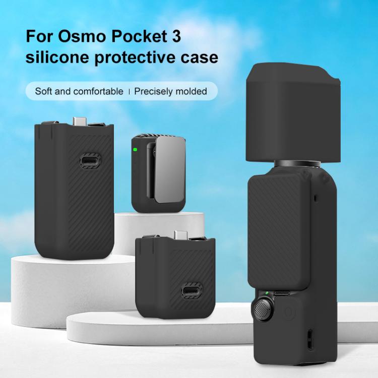 For DJI OSMO Pocket 3 PULUZ 6 in 1 Body Lens Handle Screen Mic Silicone TPU Cover (Black)