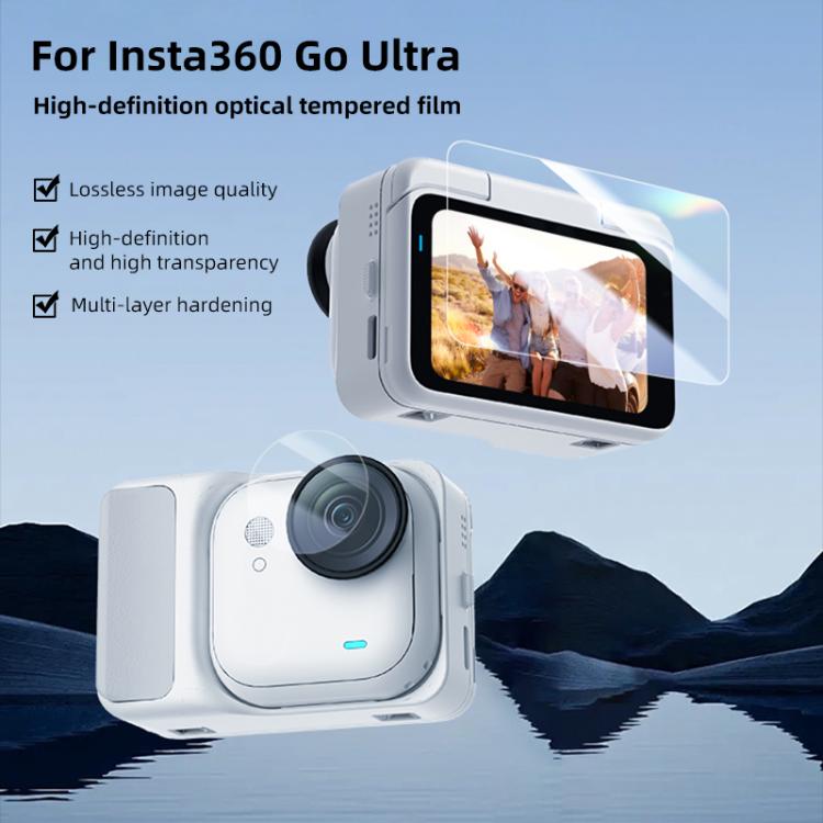 For Insta360 GO Ultra PULUZ 2 in 1 Screen + Lens Tempered Glass Film (Transparent)