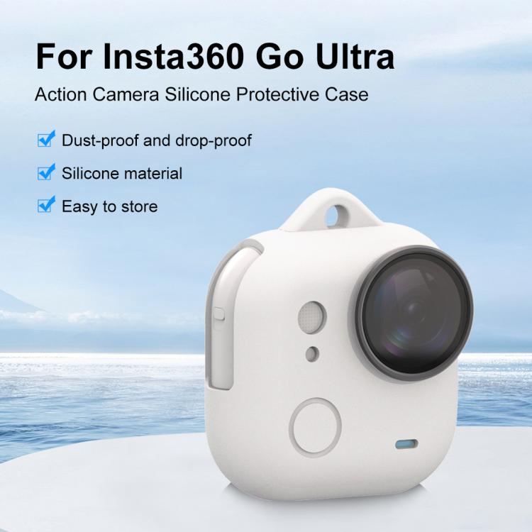 For Insta360 GO Ultra PULUZ Body Silicone Protective Cover with Lens Cap & Lanyards (White)