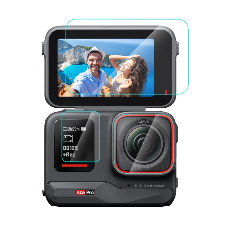 For Insta360 Ace Pro PULUZ 3 in 1 Rear & Front  Screen + Lens Tempered Glass Film (Transparent)