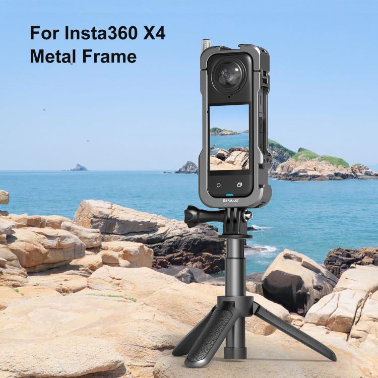 For Insta360 X4 PULUZ Metal Protective Cage Rig Housing Frame with Lens Cover (Black)
