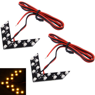 14 LED 3528 SMD Arrows Light for Car Side Mirror Turn Signal, Pairs(Yellow Light)