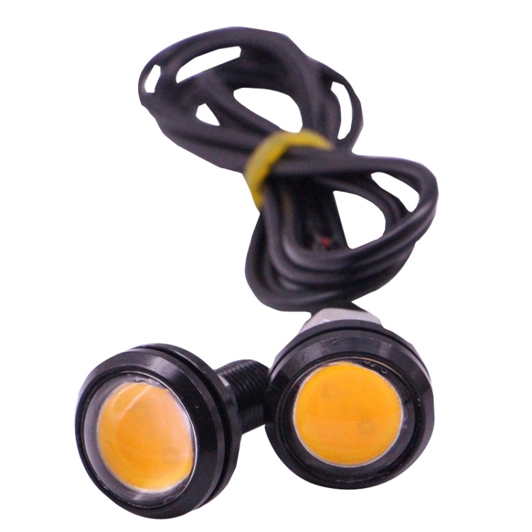 2 PCS 2x 3W 120LM Waterproof Eagle Eye Light Yellow LED Light for Vehicles, Cable Length: 60cm(Black)