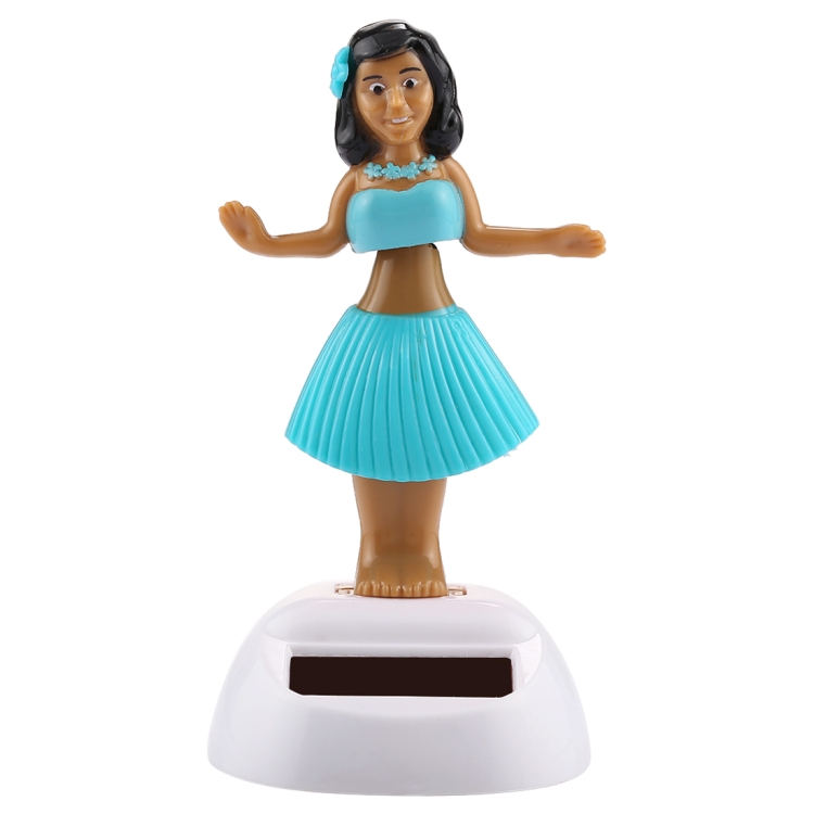 Solar Powered Bobble Head Dancing Toy Car Decoration Ornament Cute Hula Princess(Blue)