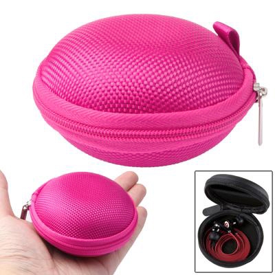 Grid Style Carrying Bag Box for Headphone / Earphone(Magenta)