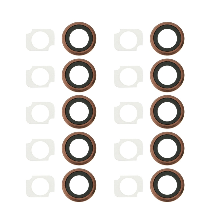 Rear Camera Lens Ring + Flashlight Bracker  for iPhone 6s Plus, 10 Pairs / Set(Rose Gold)