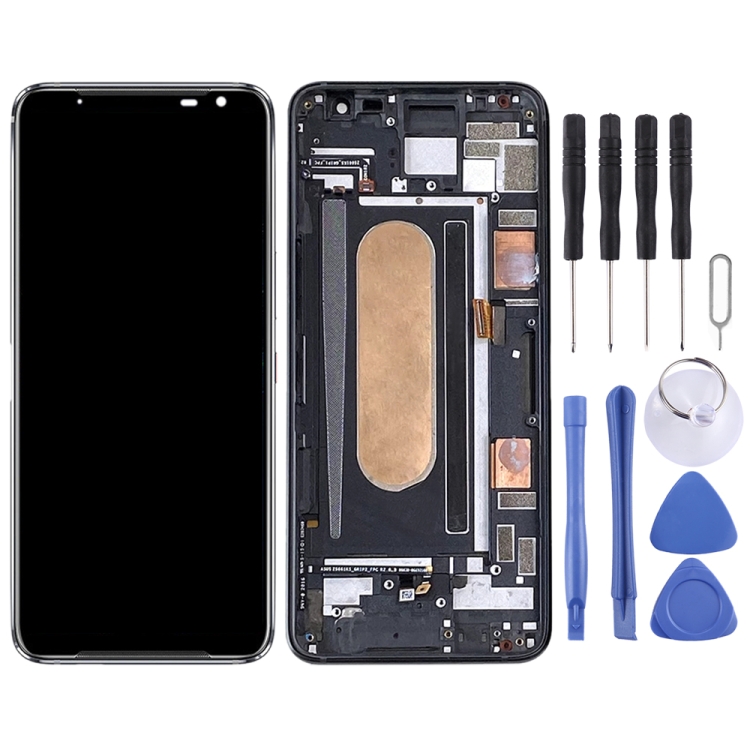 Original OLED LCD Screen for Asus ROG Phone 3 ZS661KS I003DD Digitizer Full Assembly with Frame（Black)