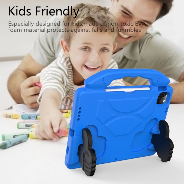 Children EVA Shockproof Tablet Case with Thumb Bracket For iPad Air 2022 / 2020 10.9(Blue)