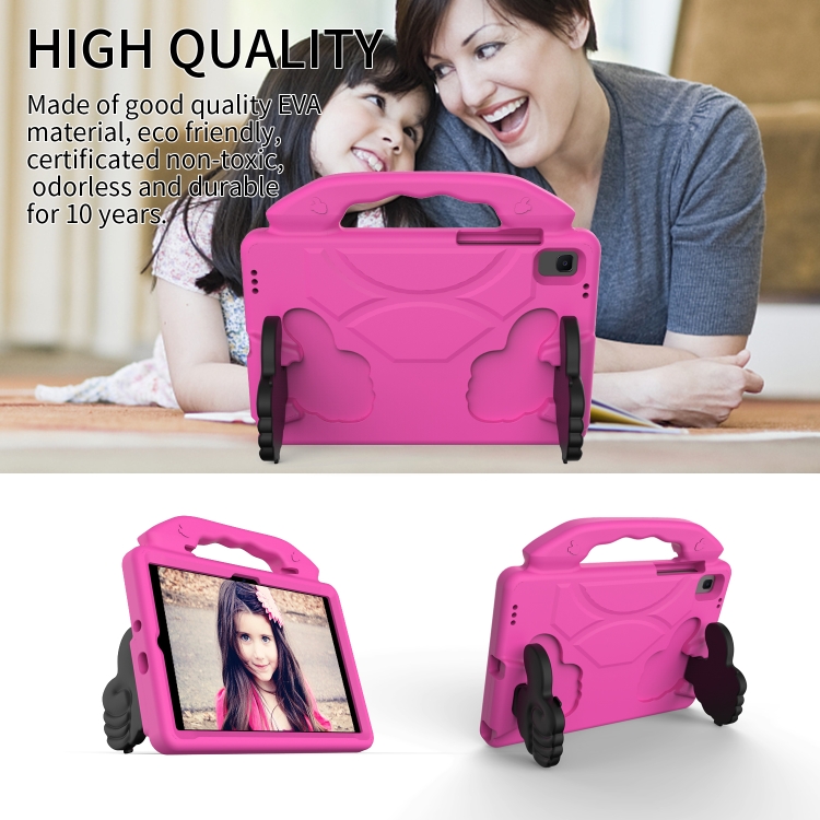 For Samsung Galaxy Tab A8 10.5 2021 X200 / X205 Thumb Bracket EVA Shockproof Tablet Case(Rose Red)