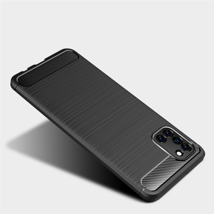 For Galaxy A31 Brushed Texture Carbon Fiber TPU Case(Navy Blue)