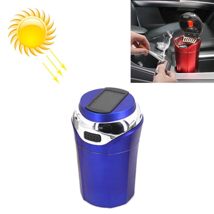 N12E Posacenere creativo per auto ad energia solare con luce e coperchio con  accendisigari (blu)