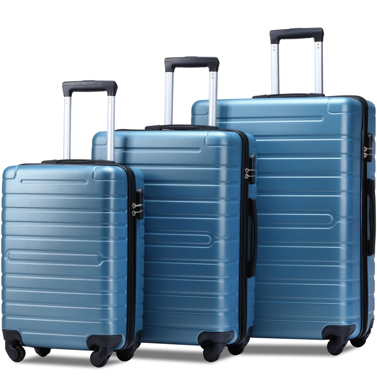 Magazzino US] Set di valigie rigide leggere 3 in 1 Valigia Spinner con  lucchetto TSA (blu