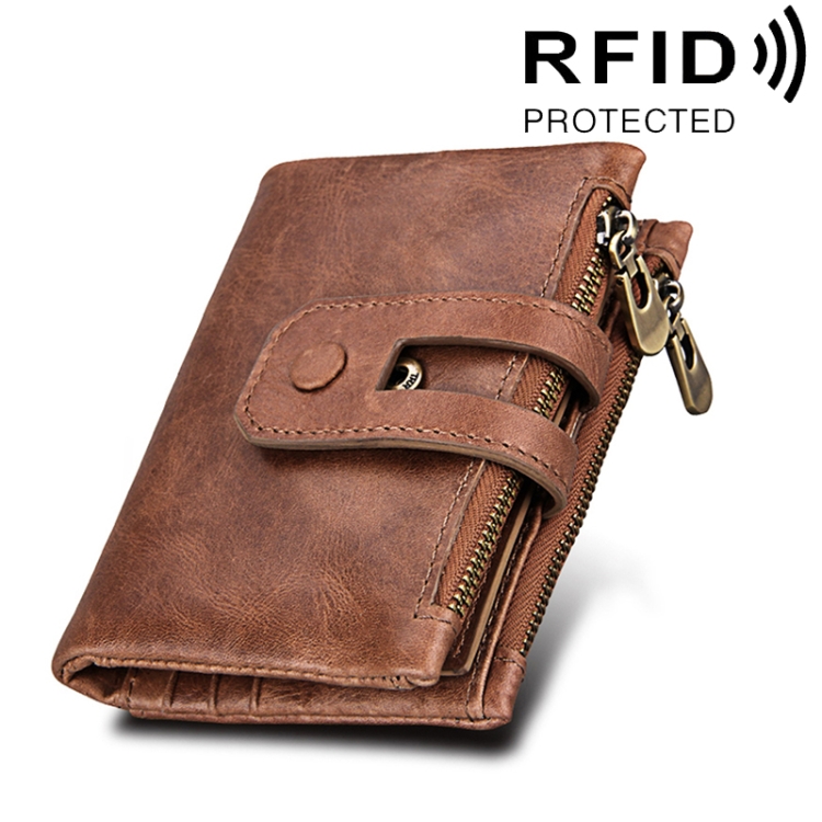 Genuine Cowhide Brown Leather Pocket 6Card Slim Wallet for Men