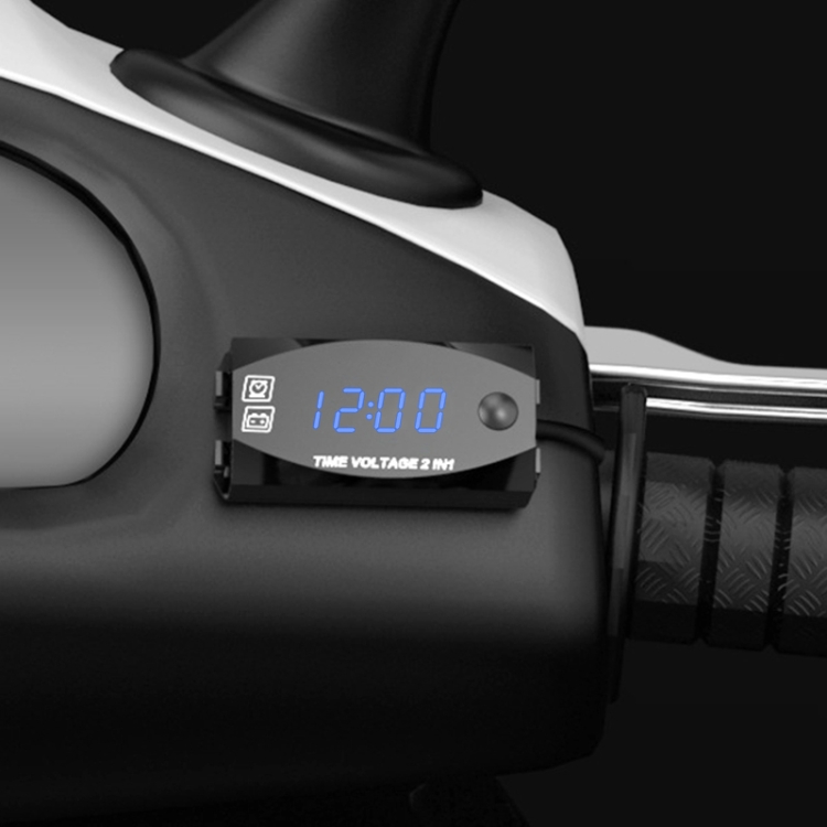 Motorrad Multifunktionales 2 in 1 Digitalanzeige Voltmeter + Elektronische  Uhr, 6-30V IP67 (Blaulicht)