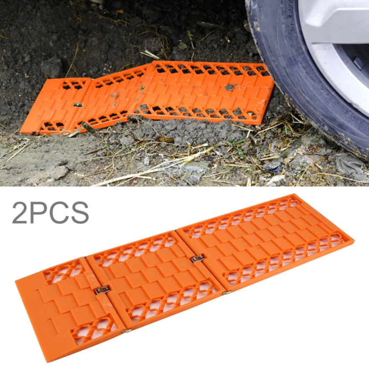 2pcs Non-slip Auto Traction Mats Plastic Tire Anti Skid Plate Emergency Pad