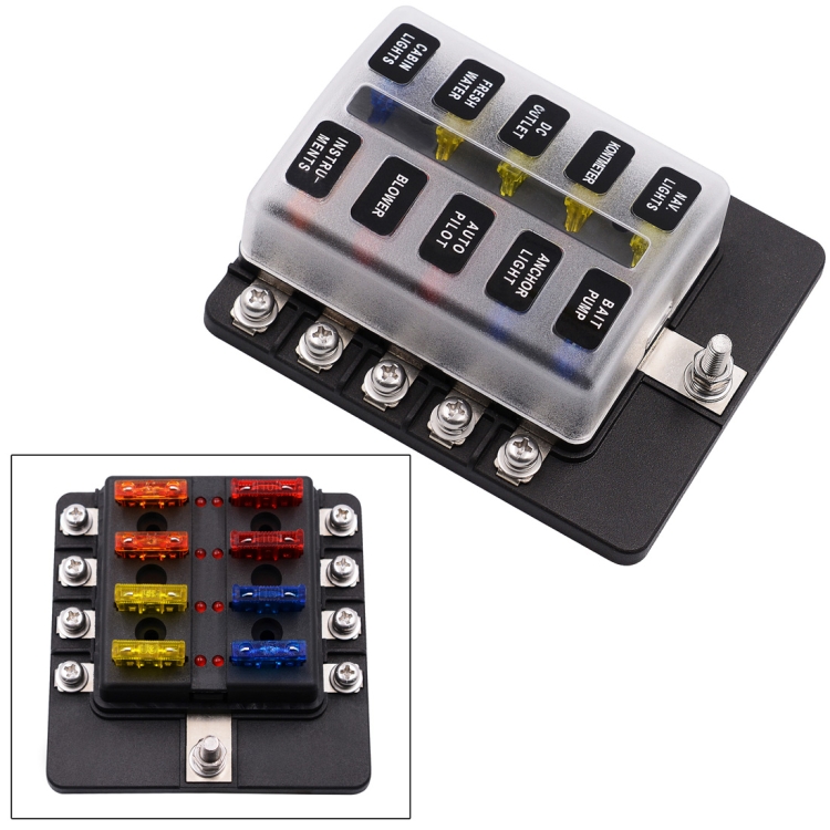 Fuses & Fuse Boxes - 1 in 10 Out Fuse Box Screw Terminal Section Fuse ...