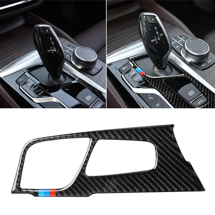 Auto Tricolor Carbon Fiber Gear Position Panel Dekorativer Aufkleber für BMW  5er G38 528Li / 530Li / 540Li