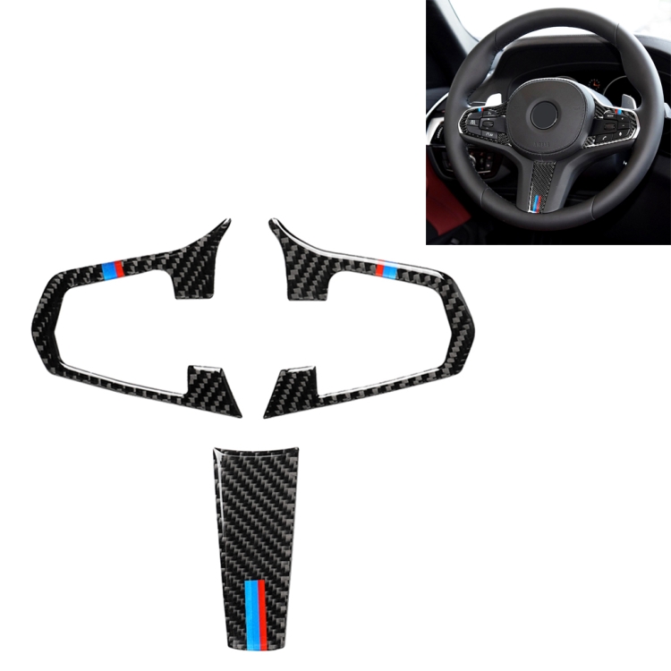 3 in 1 Auto Carbon Faser Tricolor Lenkradknopf Dekorativer Aufkleber für BMW  5er G30 X3 G01