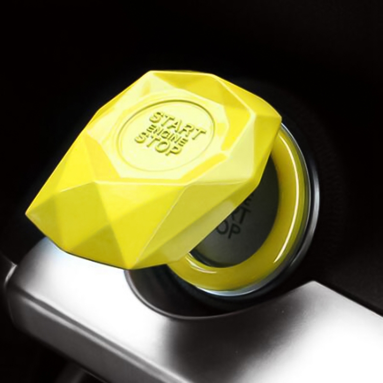Couvercle de protection du bouton poussoir de clé de démarrage du moteur de  voiture (jaune)