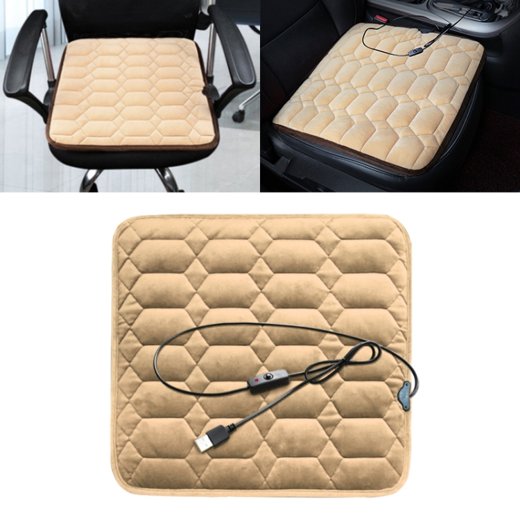 Auto USB Sitzheizung Kissen Wärmer Abdeckung Winter beheizt warme Matte,  Stil: Quadrat (Beige)