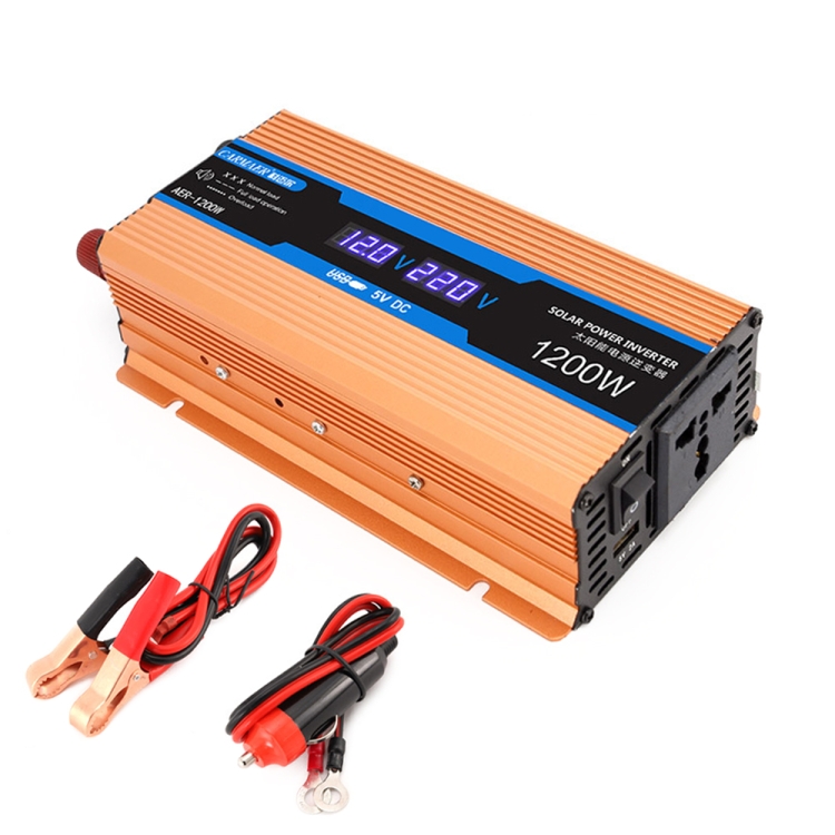 Inversor de corriente 1200 W 12V 24V DC a 110V/220V AC Convertidor de  salida inversor de coche con control de puerto USB y ventiladores de