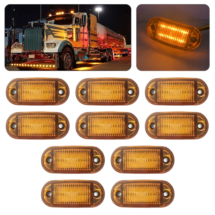 10 PCS MK-019 Auto / LKW 6LEDS Seitenmarkierungsanzeige Leuchten  Lampenlampe (gelbes Licht)