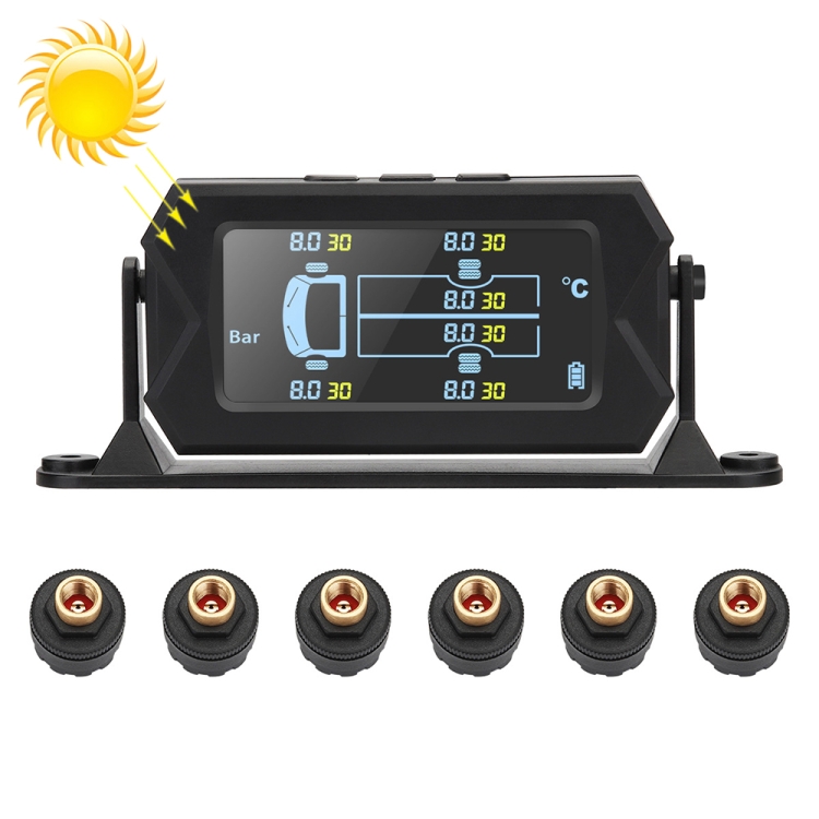 8 Bar Solar Wireless Tire Pressure Monitoring System TPMS 6 External