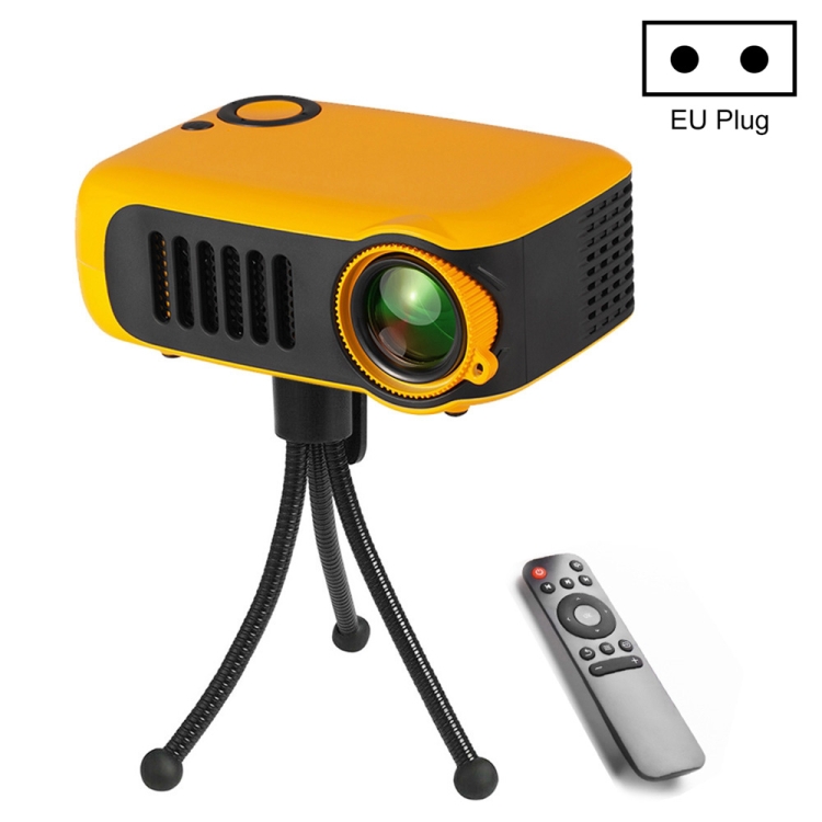 A2000 Proiettore portatile 800 Lumen LCD Home Theater Video Proiector,  Support 1080p, Plug UE (Yellow)