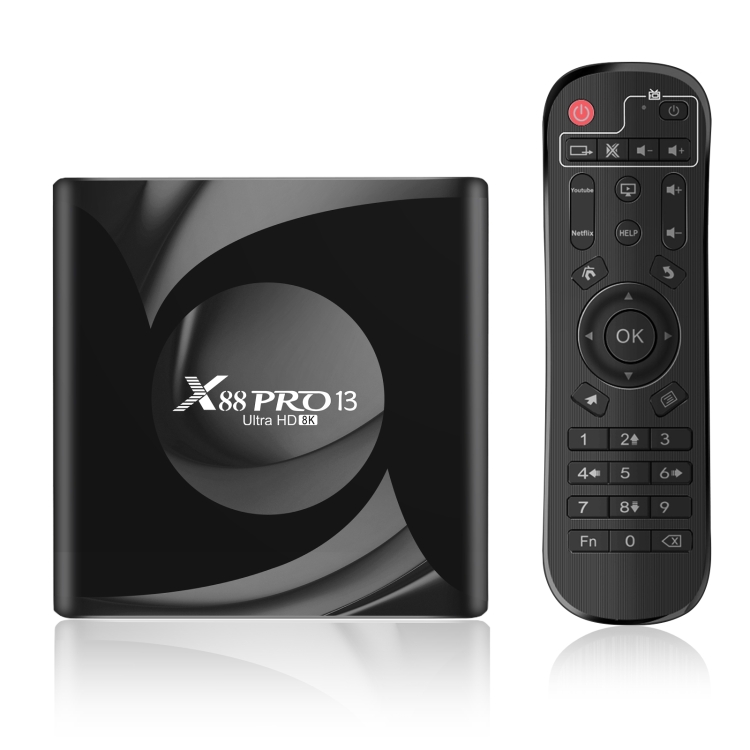 X88 Pro 13 Android 13.0 スマート TV ボックス、リモコン付き、RK3528 クアッドコア、4GB+128GB (EU