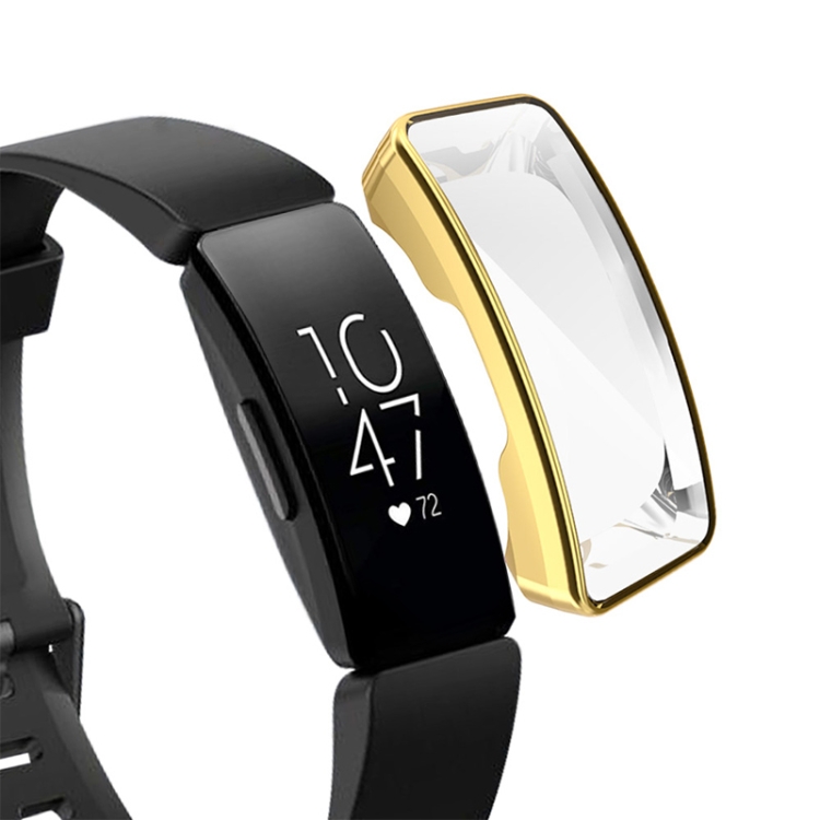For Fitbit Inspire Inspire HR Full Coverage Plating TPU Watch Case Gold