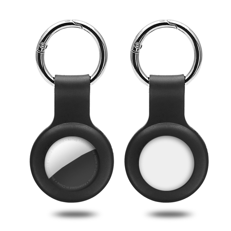 Coque en silicone avec anneau de porte-clés pour Airtag (noir)