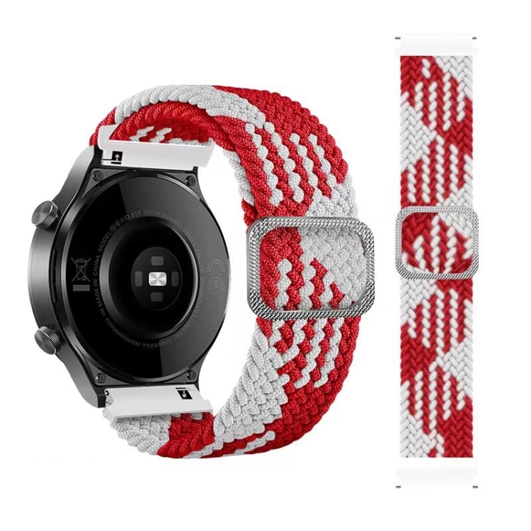 Per Huawei Watch 3/3 Pro regolabile intrecciato intrecciato intrecciato  intrecciato (Red White)