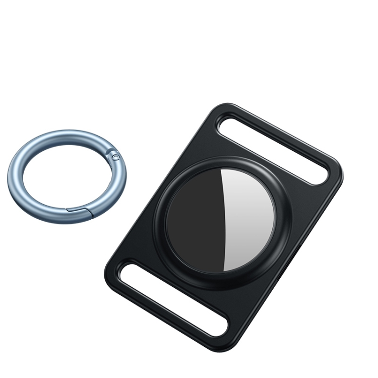 Coque de protection en métal magnétique avec anneau de porte-clés  commutable pour Airtag (noir)