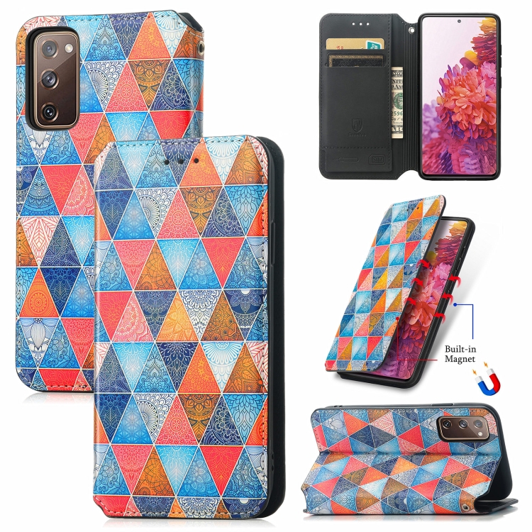 Wallet Case for Samsung Galaxy A12 5G, Rhombic Pattern Glossy PU