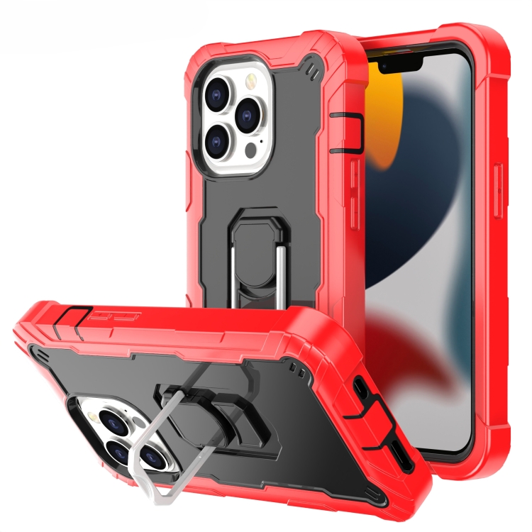 Para iPhone 13 mini PC + Funda protectora de goma de 3 capas a prueba de