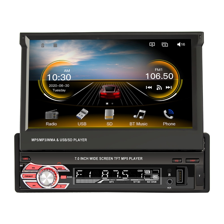 4 x 60 W Radio de coche estéreo Bluetooth reproductor MP5 Single Din Dual  USB manos libres estéreo para coche soporte MP3/MP5/USB pantalla LCD con
