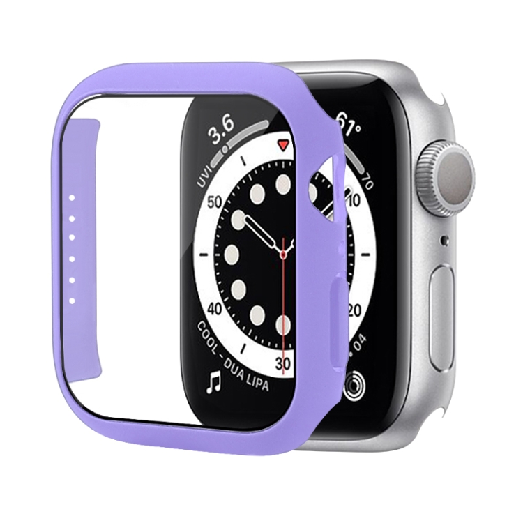 Shockproof PC Protective Case with Tempered Glass Film For Apple Watch  Series 7 41mm(Purple)